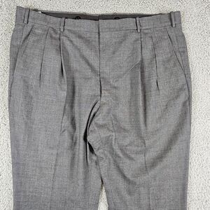 Tom James Pants Mens 42x29 Gray Wool Pleated Cuffed Dress Trouser Slacks